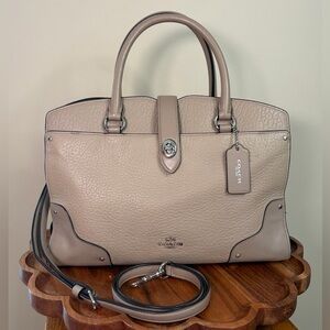 Coach Mercer Satchel 30 Metallic Taupe Convertible Crossbody Taupe 57690 EUC